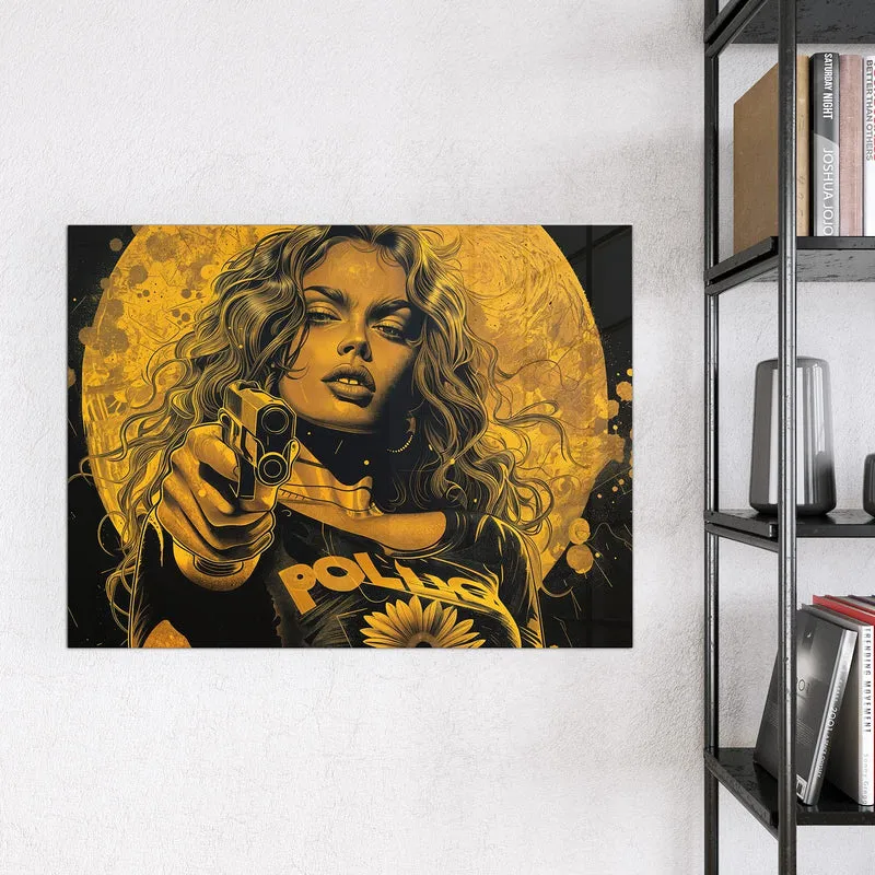 Magnettafel - Pop Art Frau in Gelb