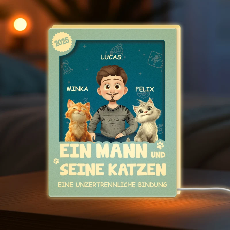 [3D-Optik] Besondere Verbindung Sprüche - Personalisierte Weihnachtsgeschenke | Lightbox Katze