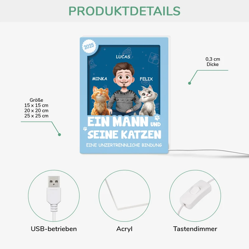 [3D-Optik] Besondere Verbindung Sprüche - Personalisierte Weihnachtsgeschenke | Lightbox Katze