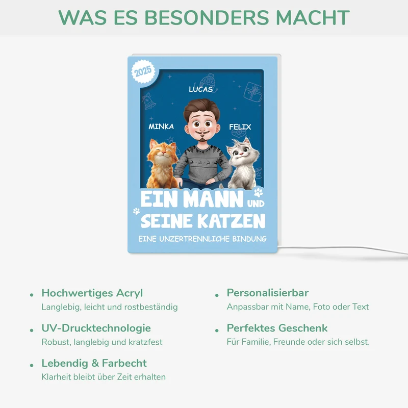 [3D-Optik] Besondere Verbindung Sprüche - Personalisierte Weihnachtsgeschenke | Lightbox Katze