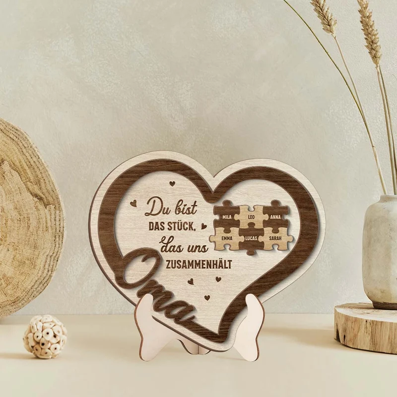 Du Bist Das Stück Das Uns Zusammenhält - Personalisiertes Geschenk | Holzaufsteller Opa/Oma Mit Namen