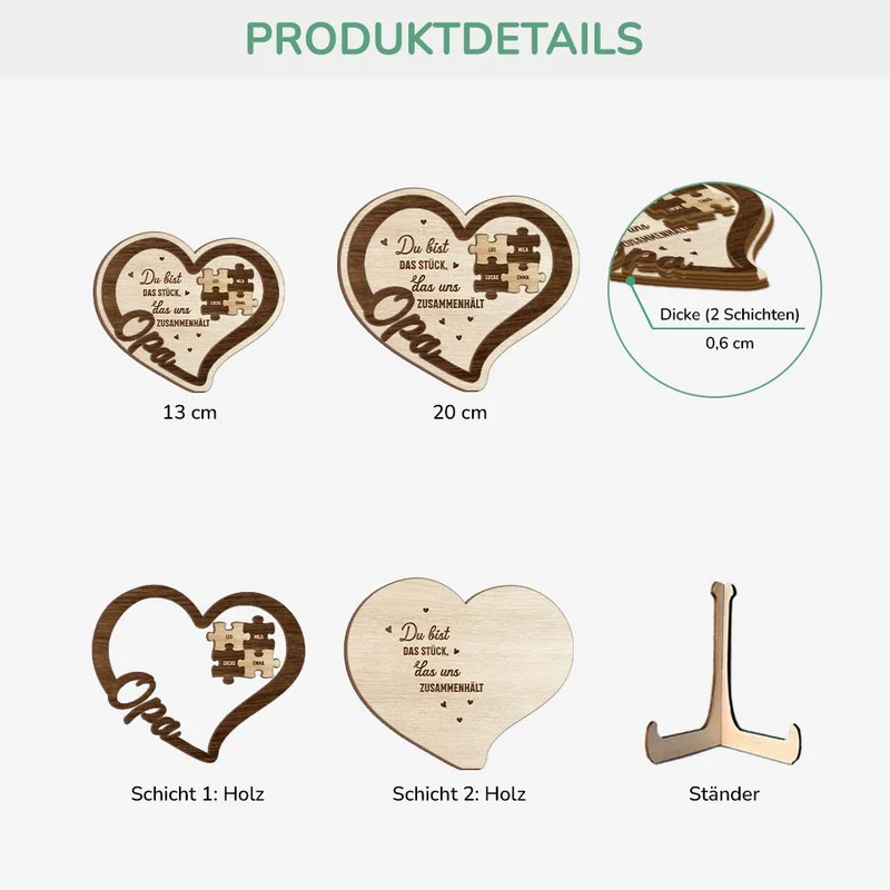 Du Bist Das Stück Das Uns Zusammenhält - Personalisiertes Geschenk | Holzaufsteller Opa/Oma Mit Namen
