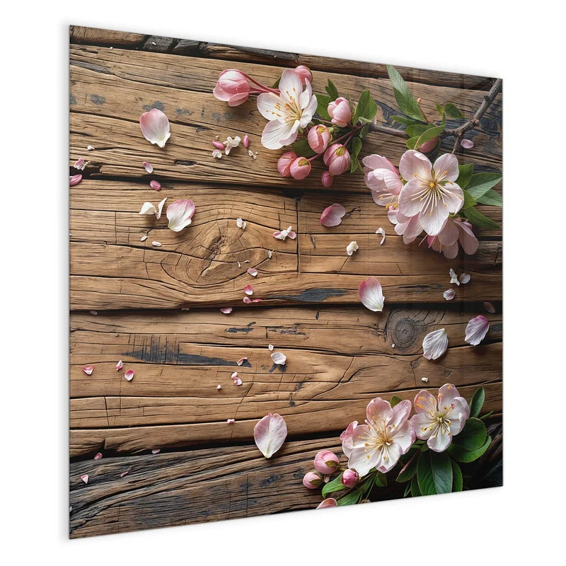 Magnettafel - Apfelblüten auf Holz