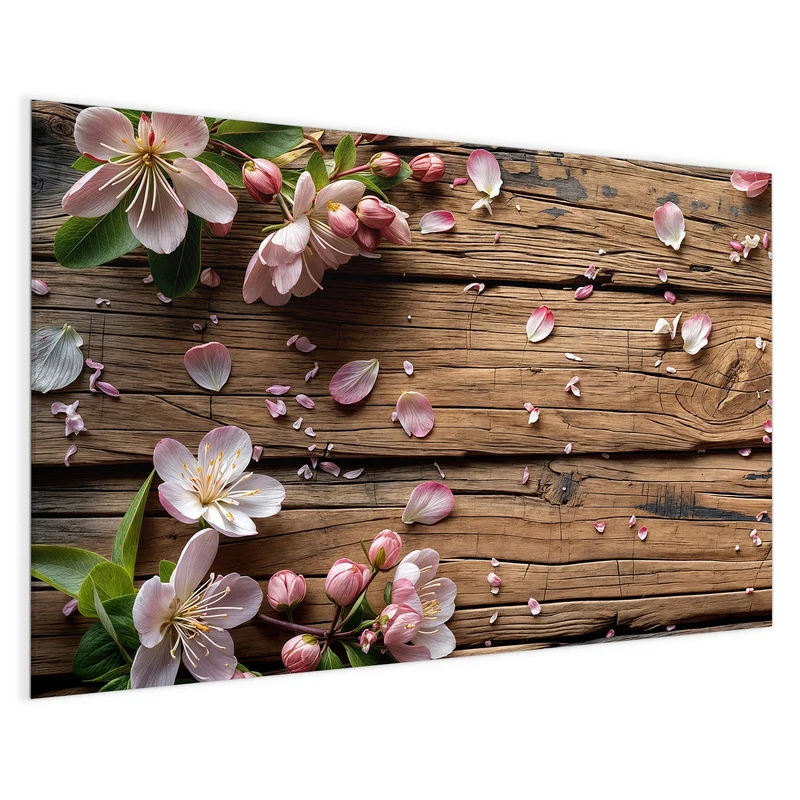 Magnettafel - Apfelblüten auf Holz