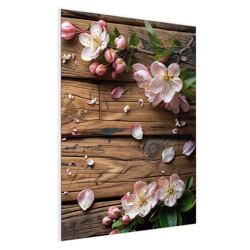 Magnettafel - Apfelblüten auf Holz