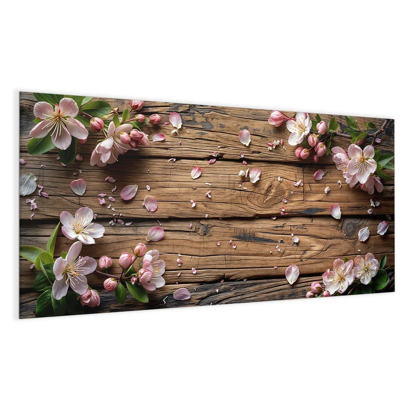 Magnettafel - Apfelblüten auf Holz