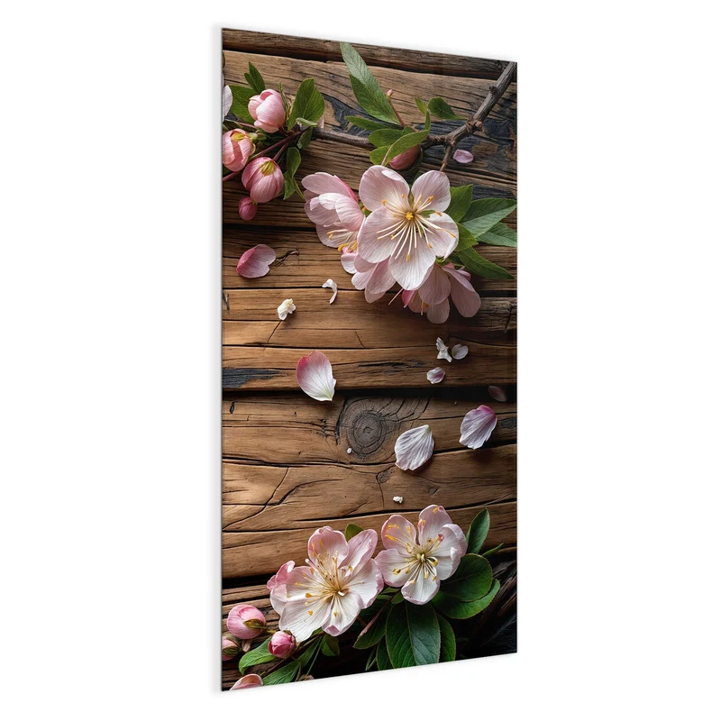 Magnettafel - Apfelblüten auf Holz