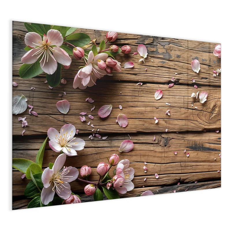 Magnettafel - Apfelblüten auf Holz