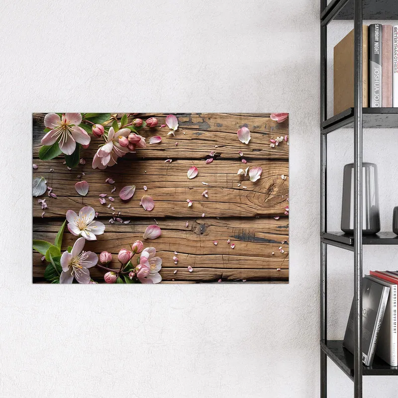 Magnettafel - Apfelblüten auf Holz