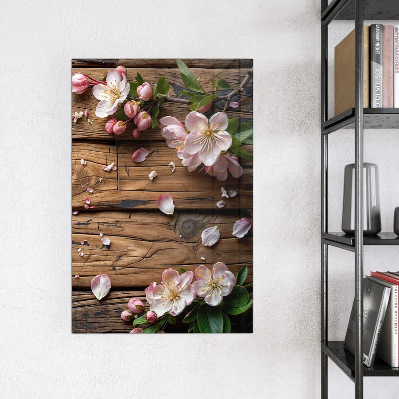 Magnettafel - Apfelblüten auf Holz