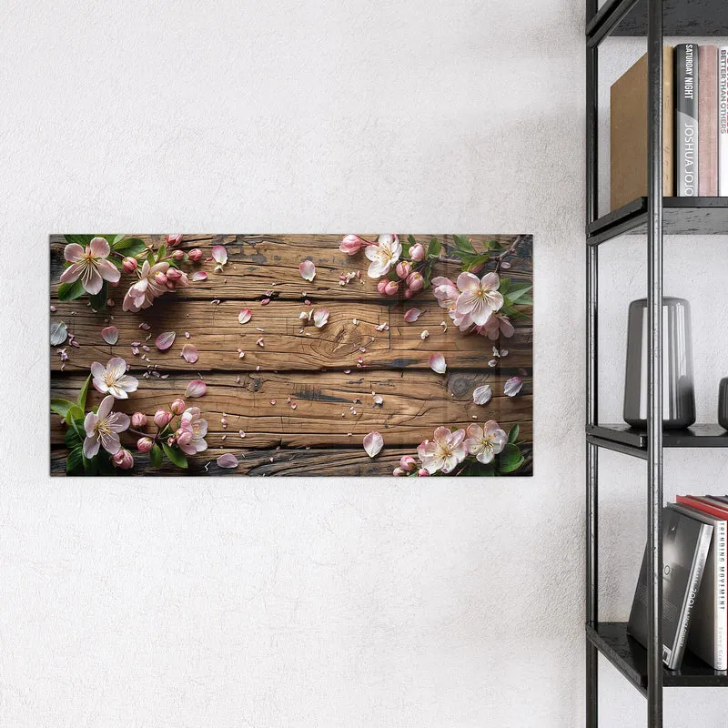 Magnettafel - Apfelblüten auf Holz