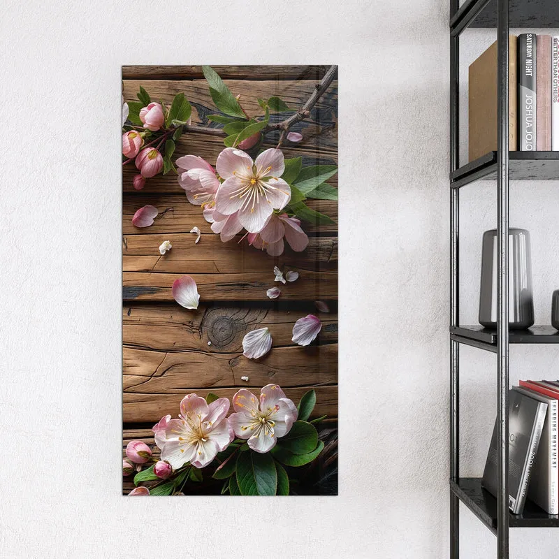 Magnettafel - Apfelblüten auf Holz