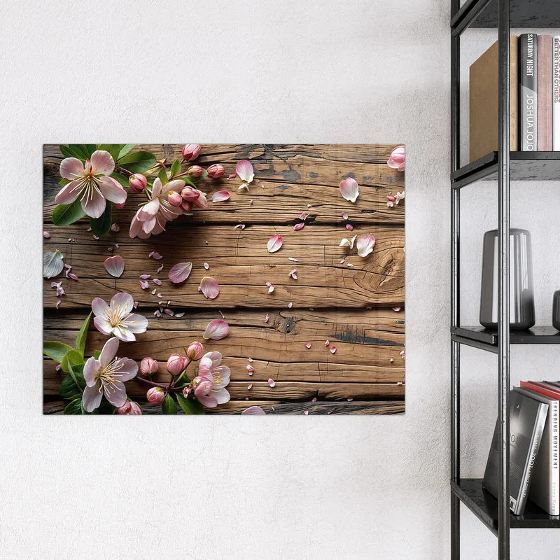 Magnettafel - Apfelblüten auf Holz
