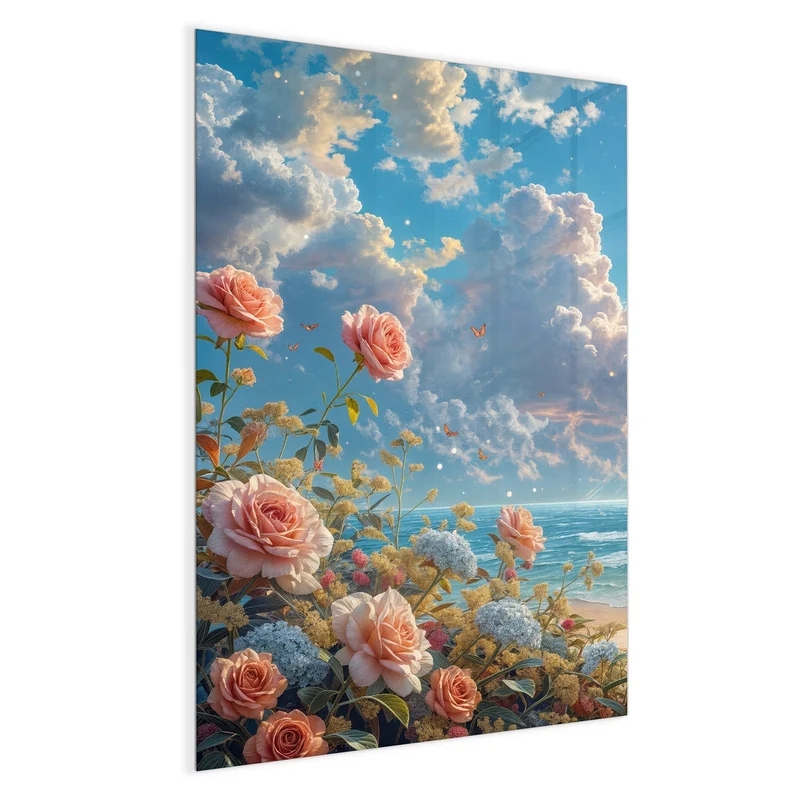 Magnettafel - Rosen vor dem Meer