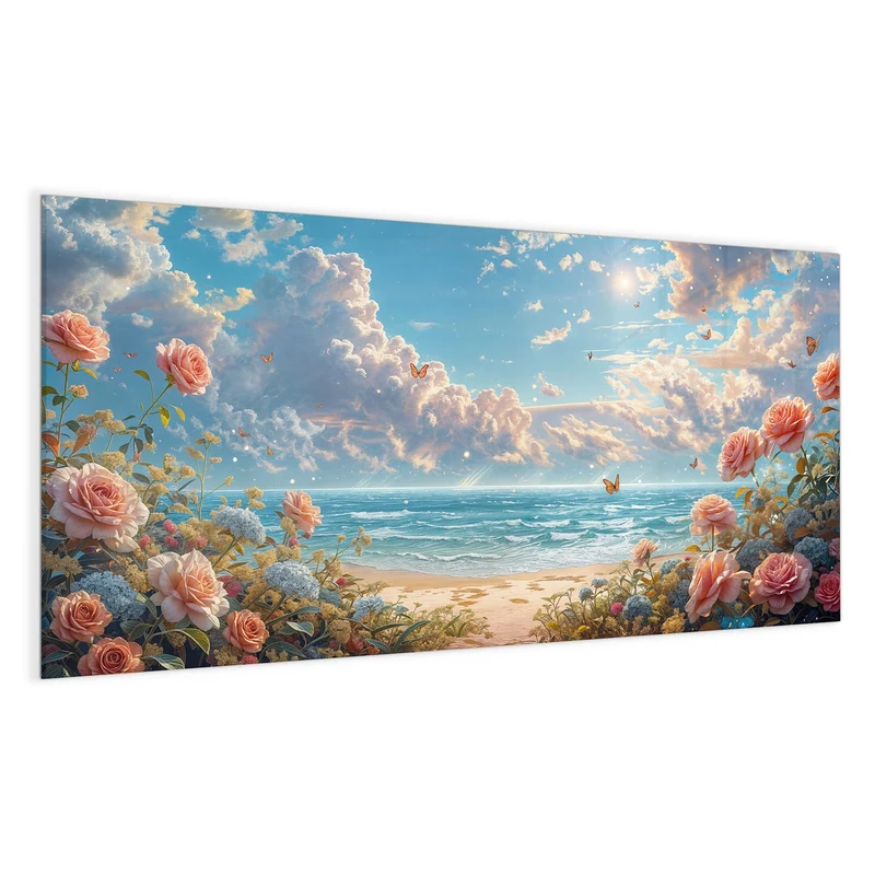 Magnettafel - Rosen vor dem Meer