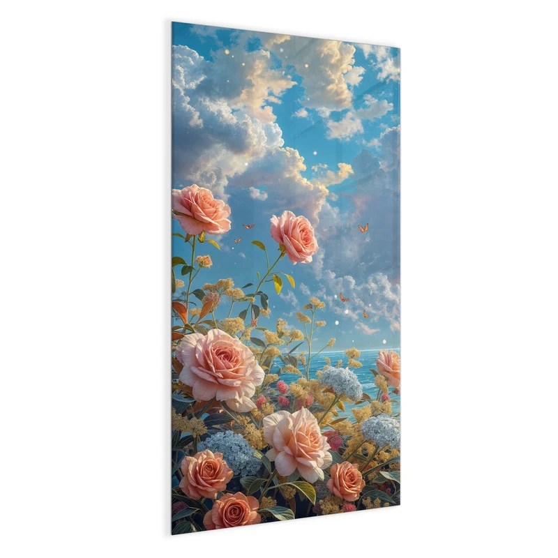 Magnettafel - Rosen vor dem Meer