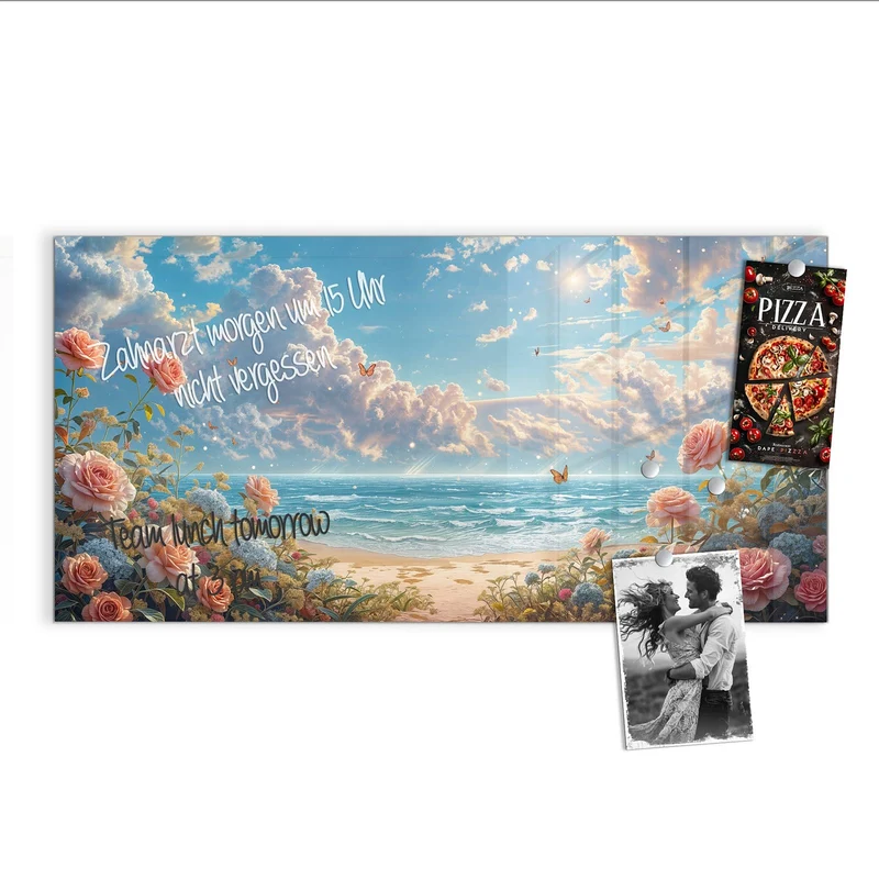 Magnettafel - Rosen vor dem Meer