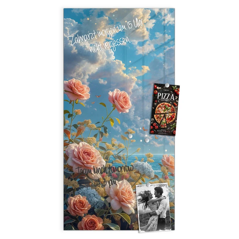 Magnettafel - Rosen vor dem Meer