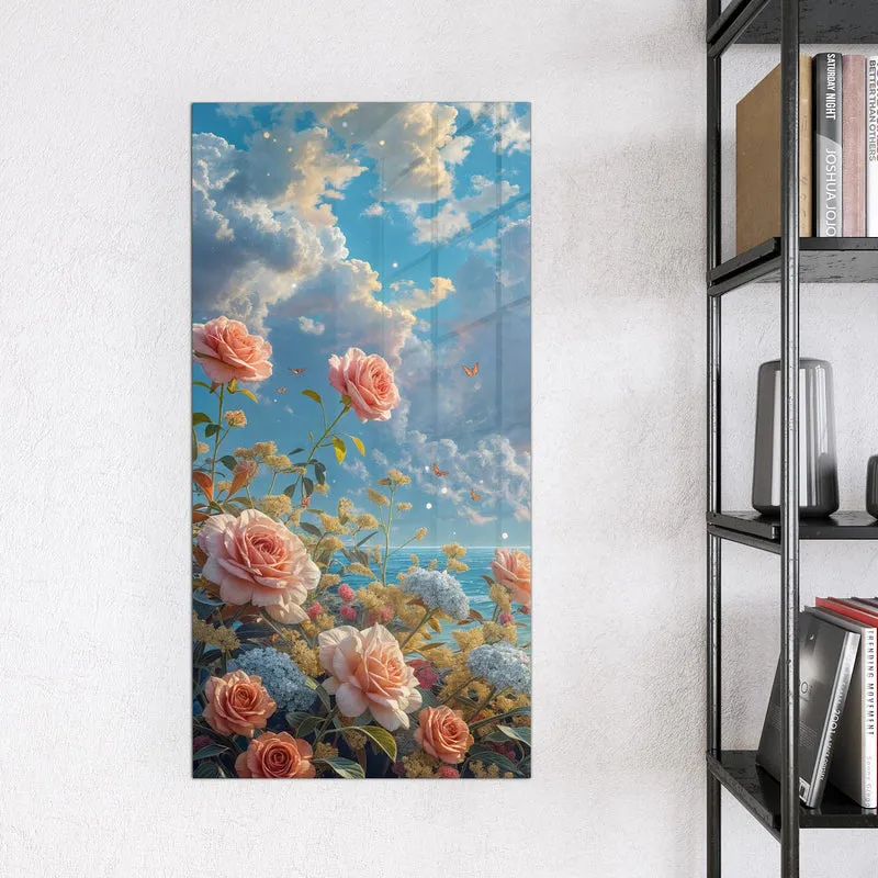 Magnettafel - Rosen vor dem Meer