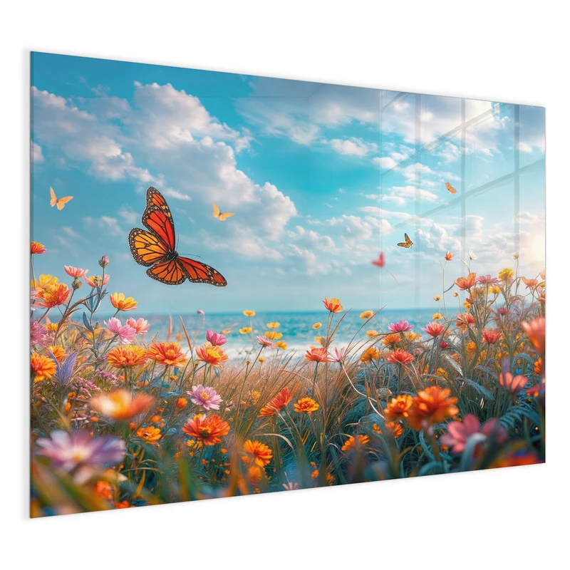 Magnettafel - Blütenwiese am Meer