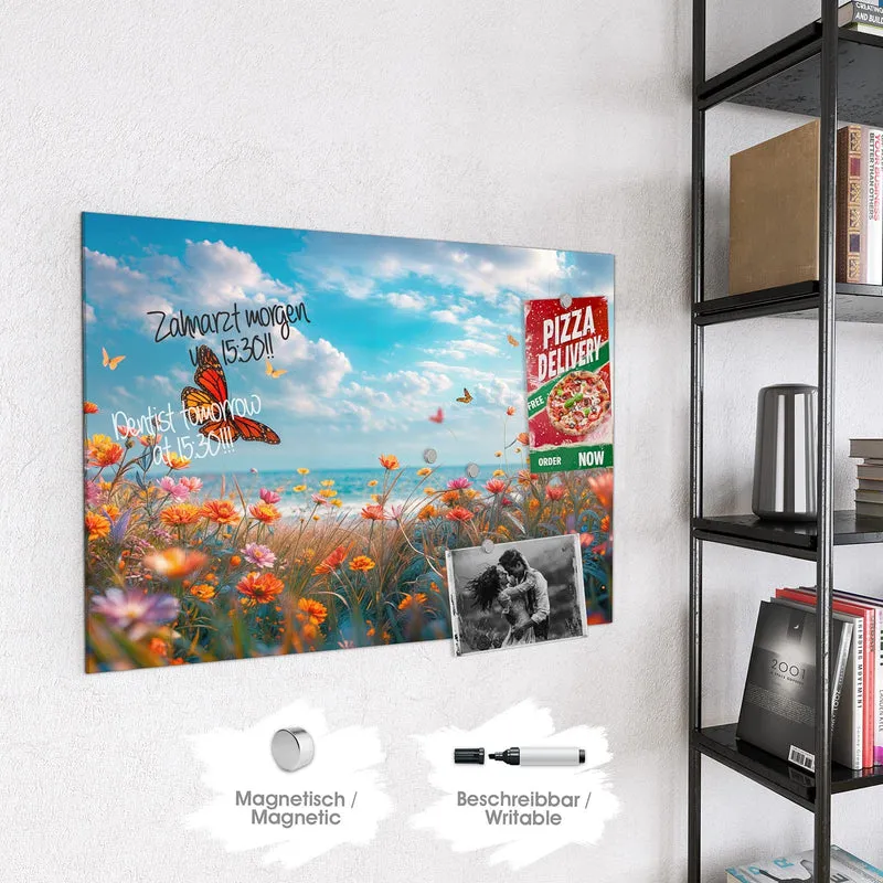 Magnettafel - Blütenwiese am Meer