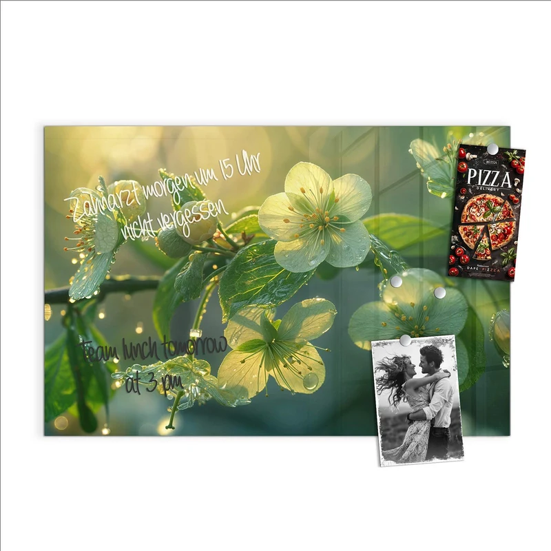 Magnettafel - Blüten mit Morgentau