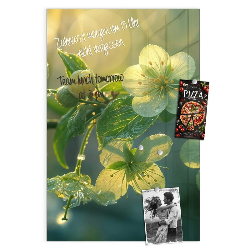 Magnettafel - Blüten mit Morgentau