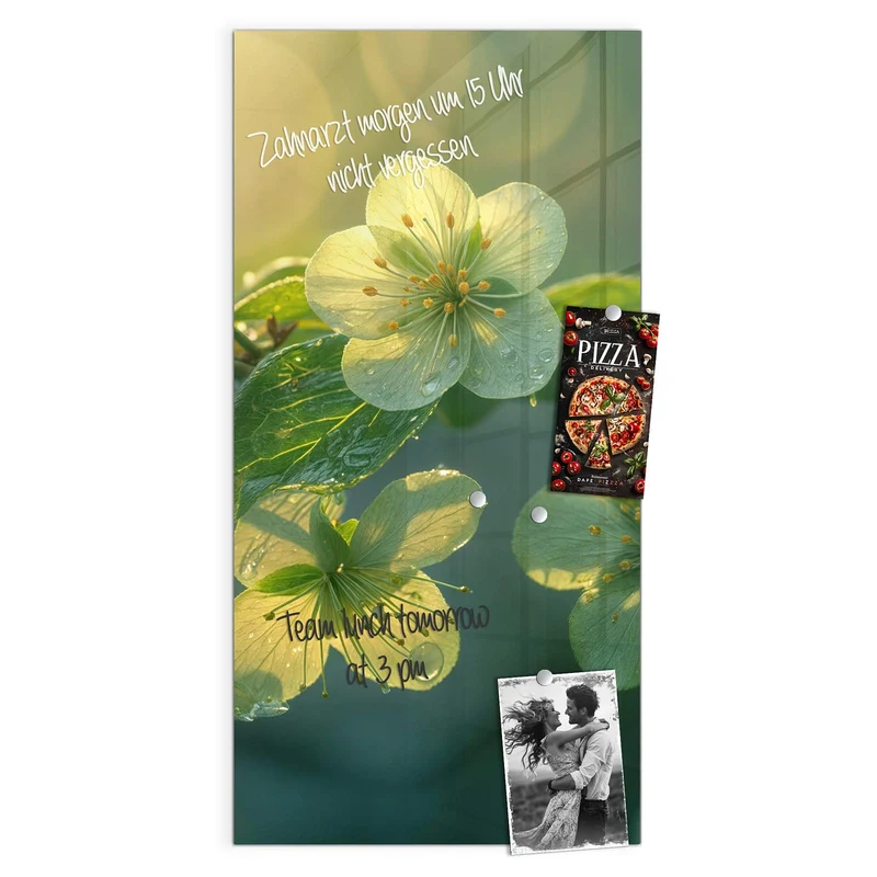 Magnettafel - Blüten mit Morgentau