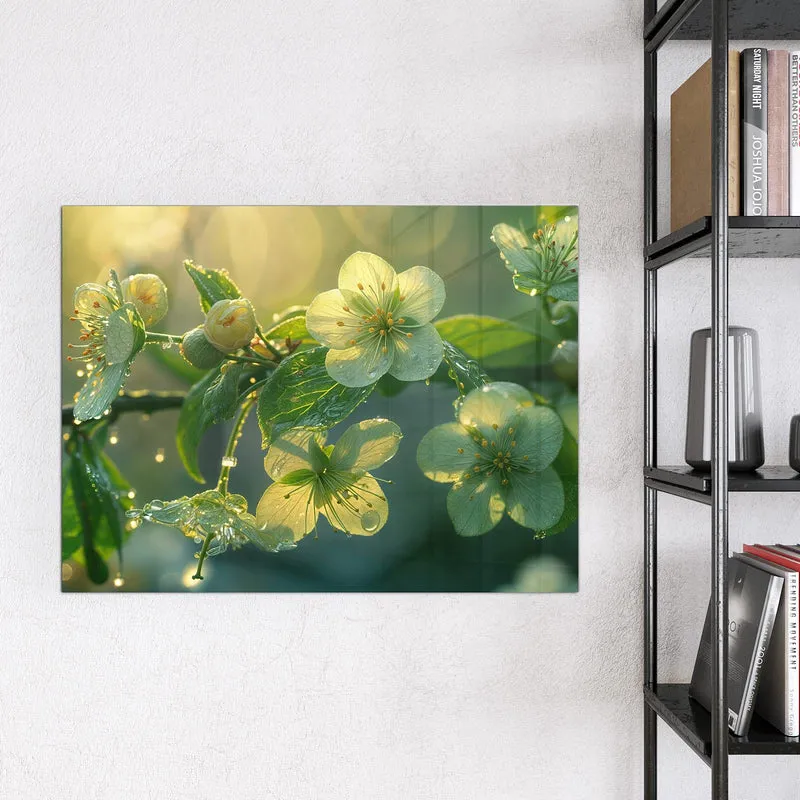 Magnettafel - Blüten mit Morgentau