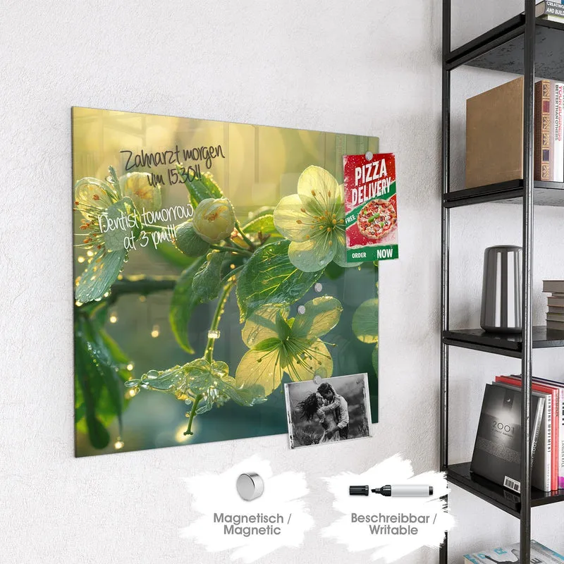 Magnettafel - Blüten mit Morgentau