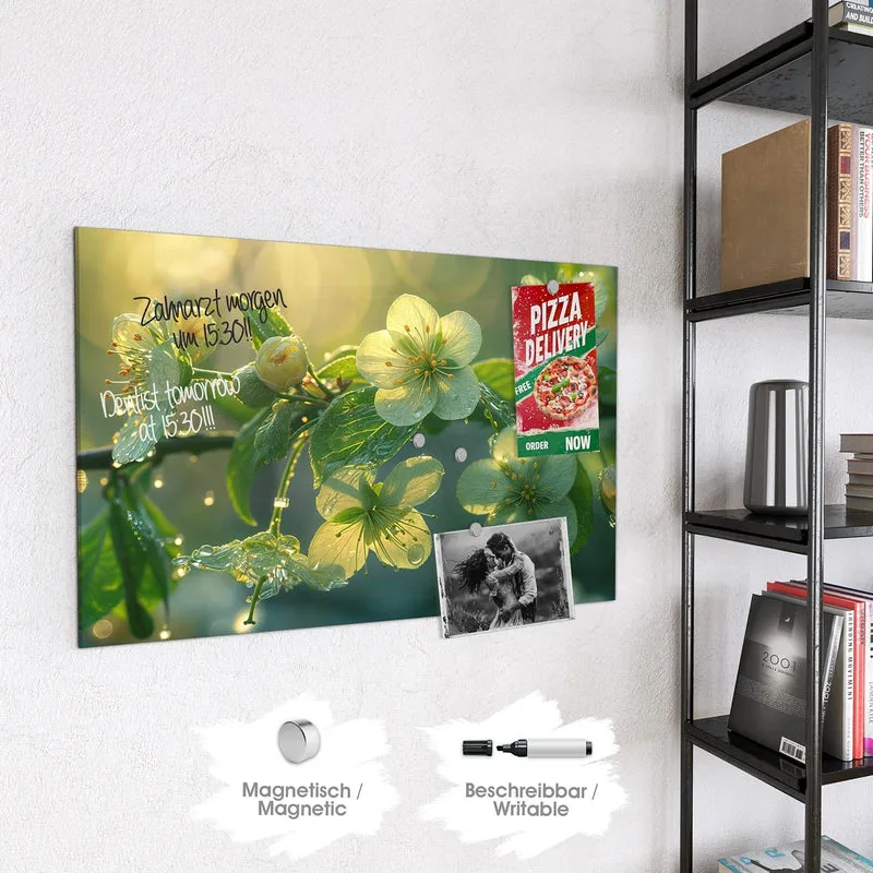 Magnettafel - Blüten mit Morgentau