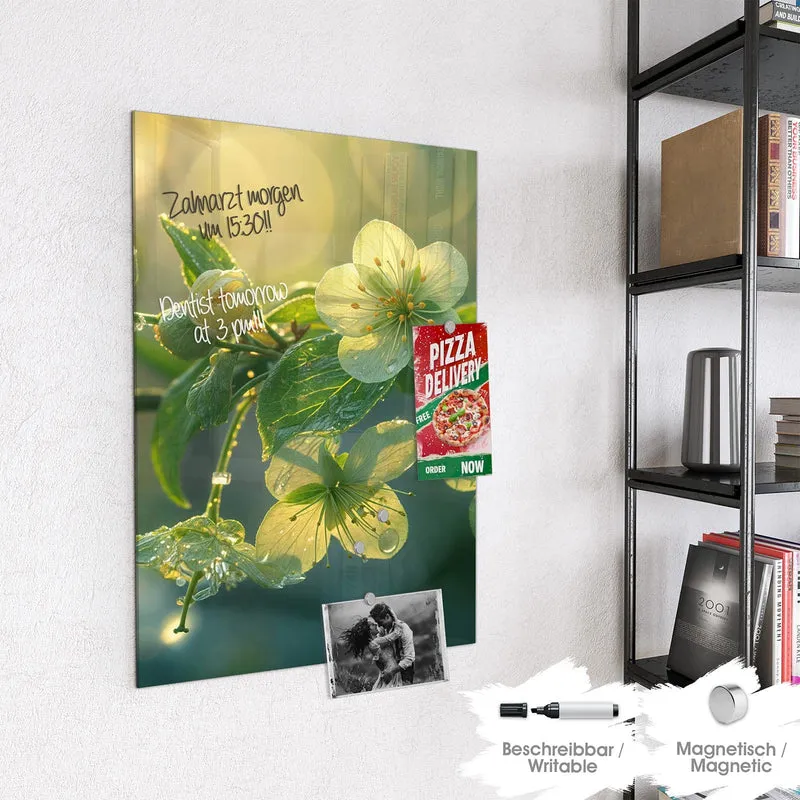 Magnettafel - Blüten mit Morgentau