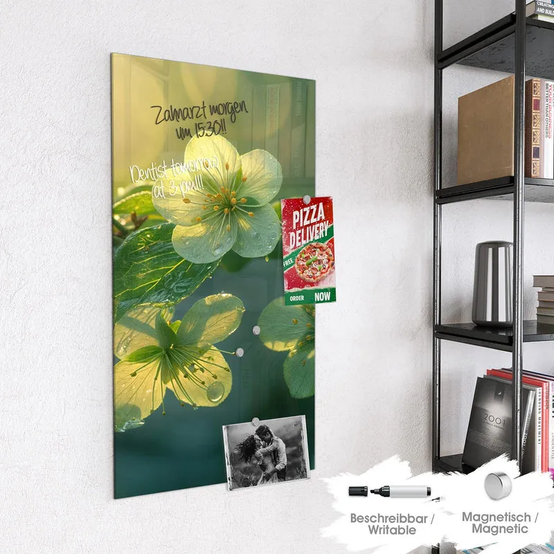 Magnettafel - Blüten mit Morgentau
