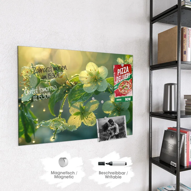 Magnettafel - Blüten mit Morgentau