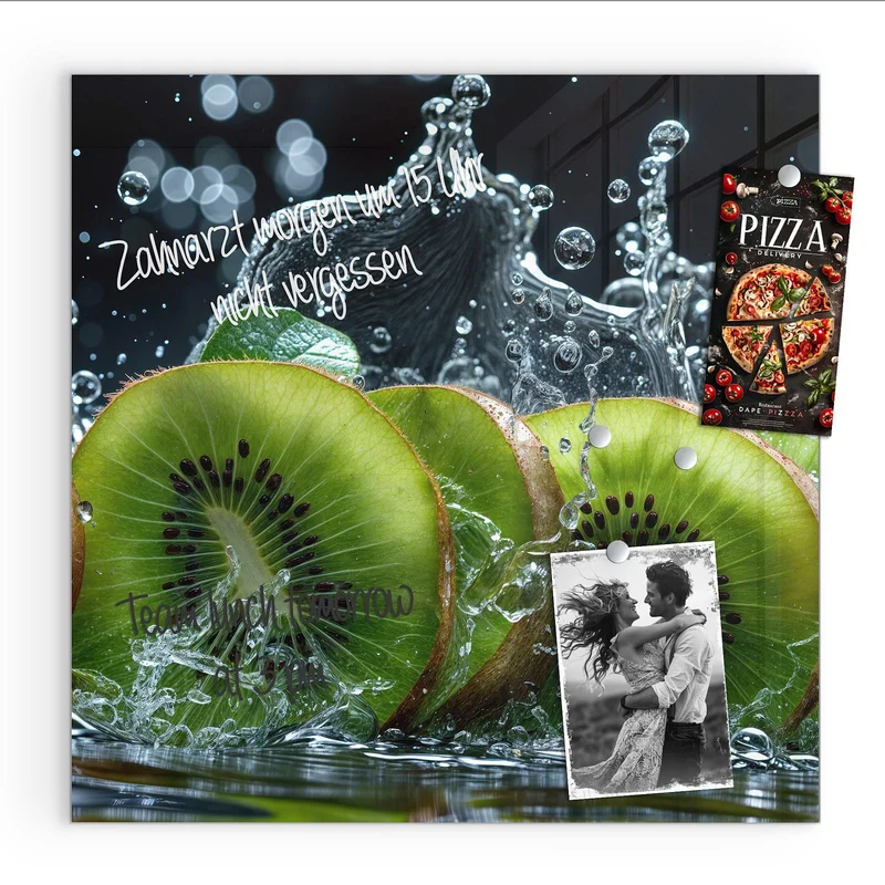 Magnettafel - Kiwischeiben im Spritzer