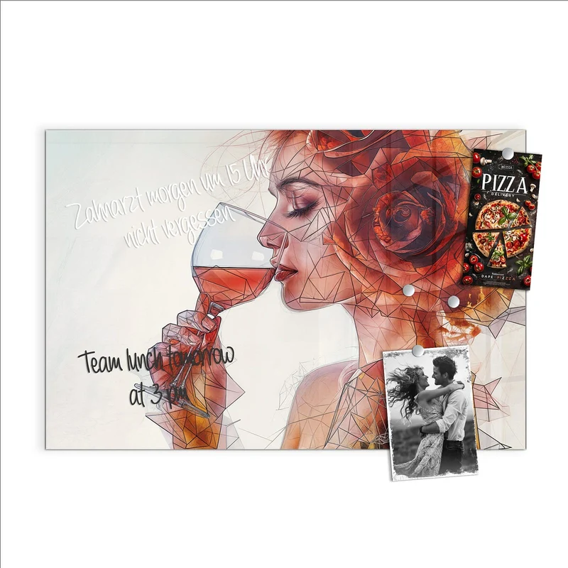 Magnettafel - Weintrinkende Frau