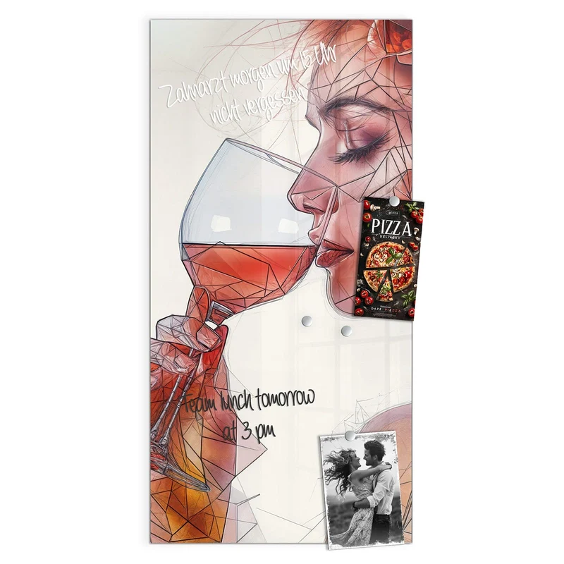 Magnettafel - Weintrinkende Frau