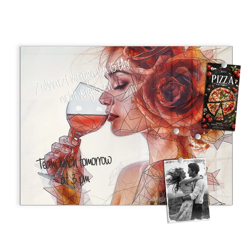 Magnettafel - Weintrinkende Frau