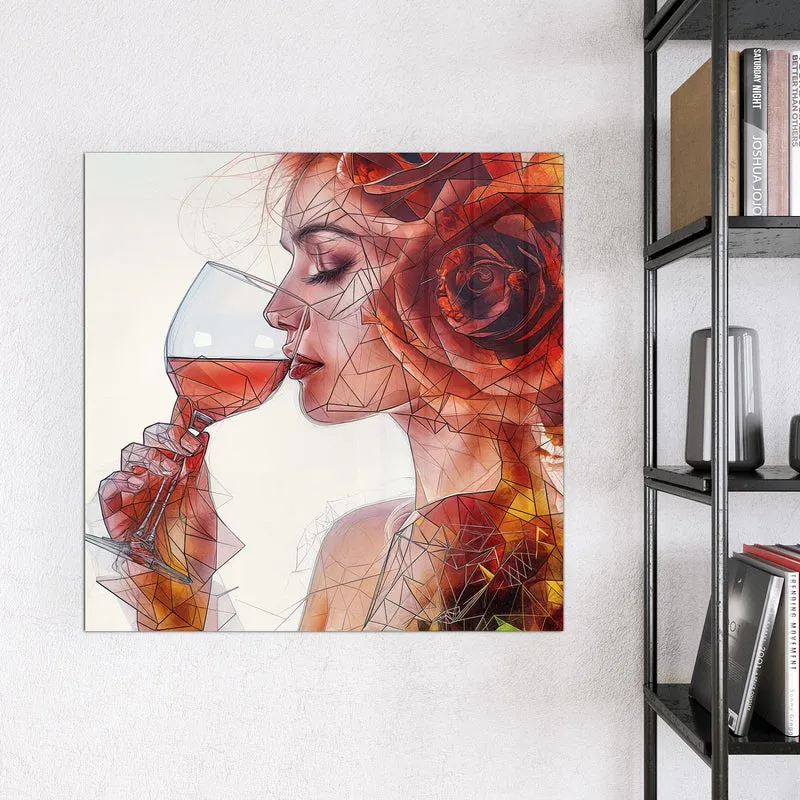 Magnettafel - Weintrinkende Frau