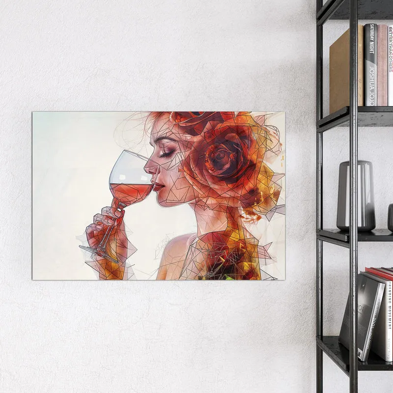 Magnettafel - Weintrinkende Frau