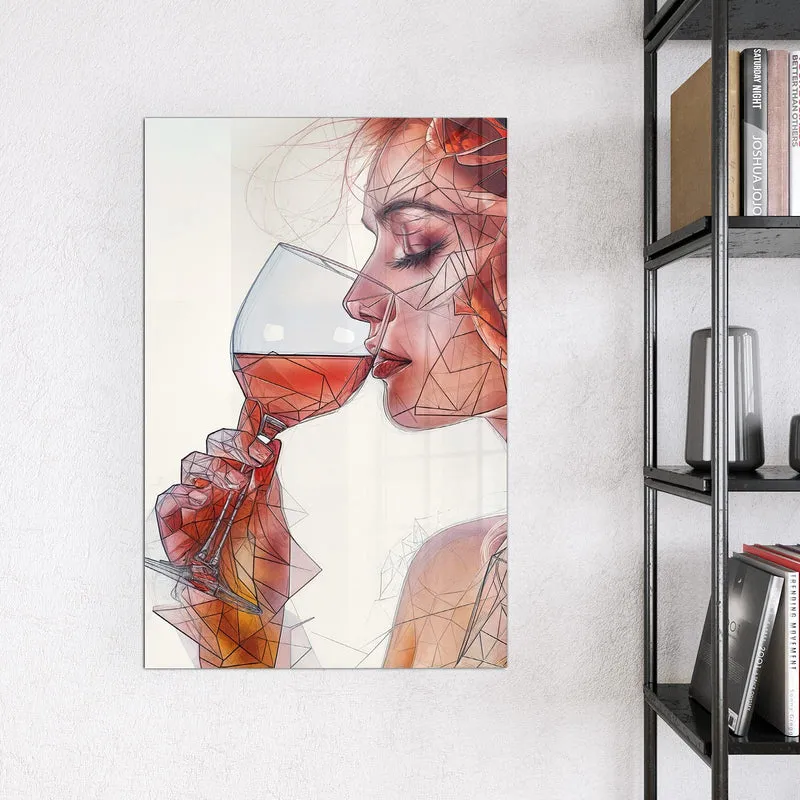 Magnettafel - Weintrinkende Frau