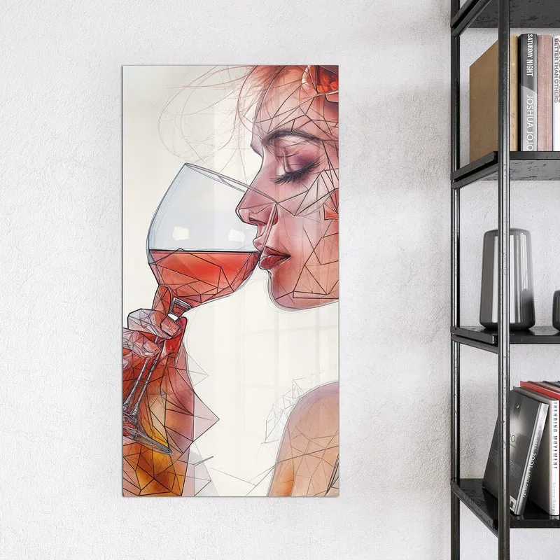 Magnettafel - Weintrinkende Frau
