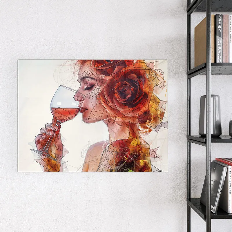 Magnettafel - Weintrinkende Frau