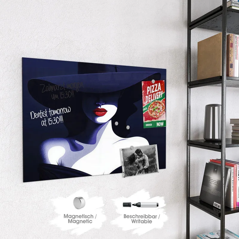 Magnettafel - Dame mit dunklem Hut