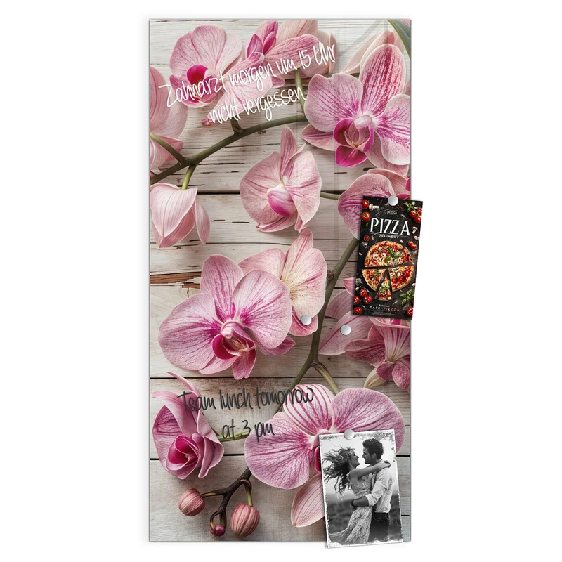 Magnettafel - Orchideen auf Holz
