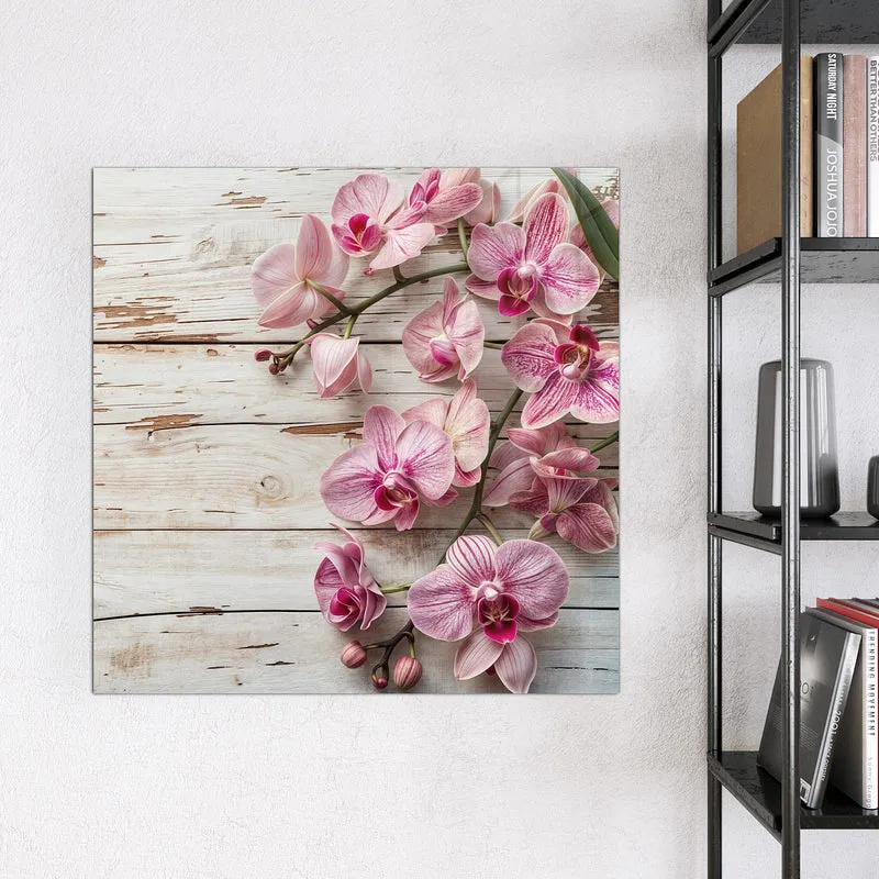 Magnettafel - Orchideen auf Holz