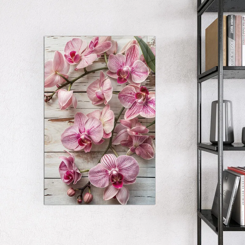 Magnettafel - Orchideen auf Holz