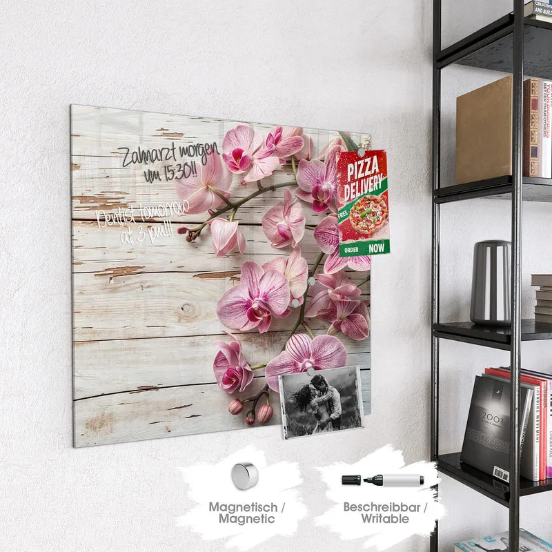 Magnettafel - Orchideen auf Holz