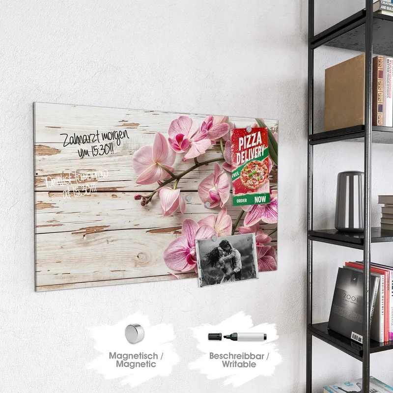 Magnettafel - Orchideen auf Holz