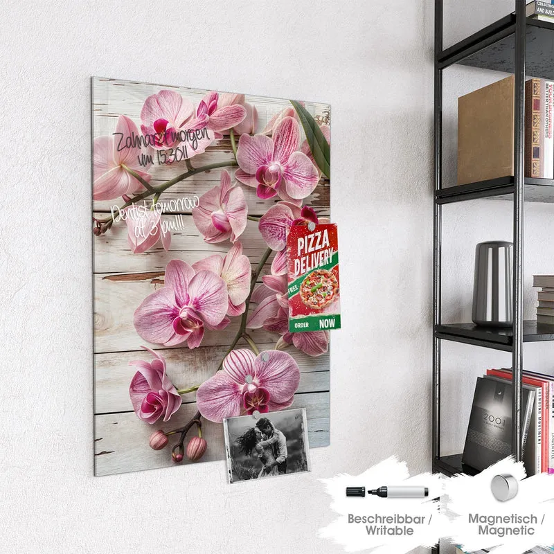 Magnettafel - Orchideen auf Holz